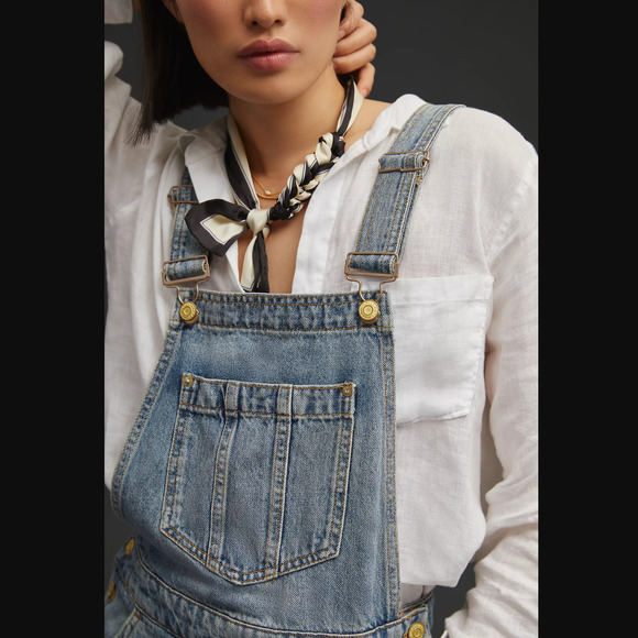 New Anthropologie Pilcro Denim Cutoff Shortalls - 27 Waist - Picture 5 of 6
